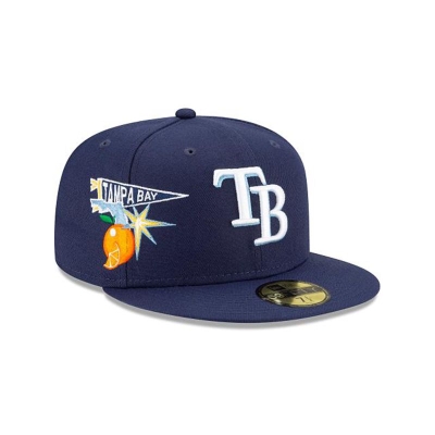 Blue Tampa Bay Rays Hat - New Era MLB City Patch 59FIFTY Fitted Caps USA1023657